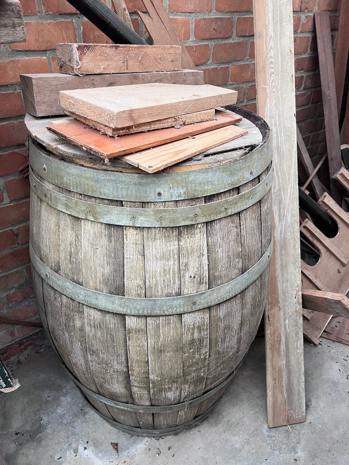 Eiken ton met deksel, 150 liter of meer, Ophalen, Gebruikt, Hout