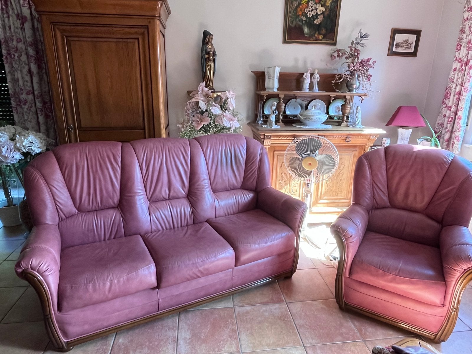 Salon en cuir, Maison & Meubles, Enlèvement, Utilisé, Cuir