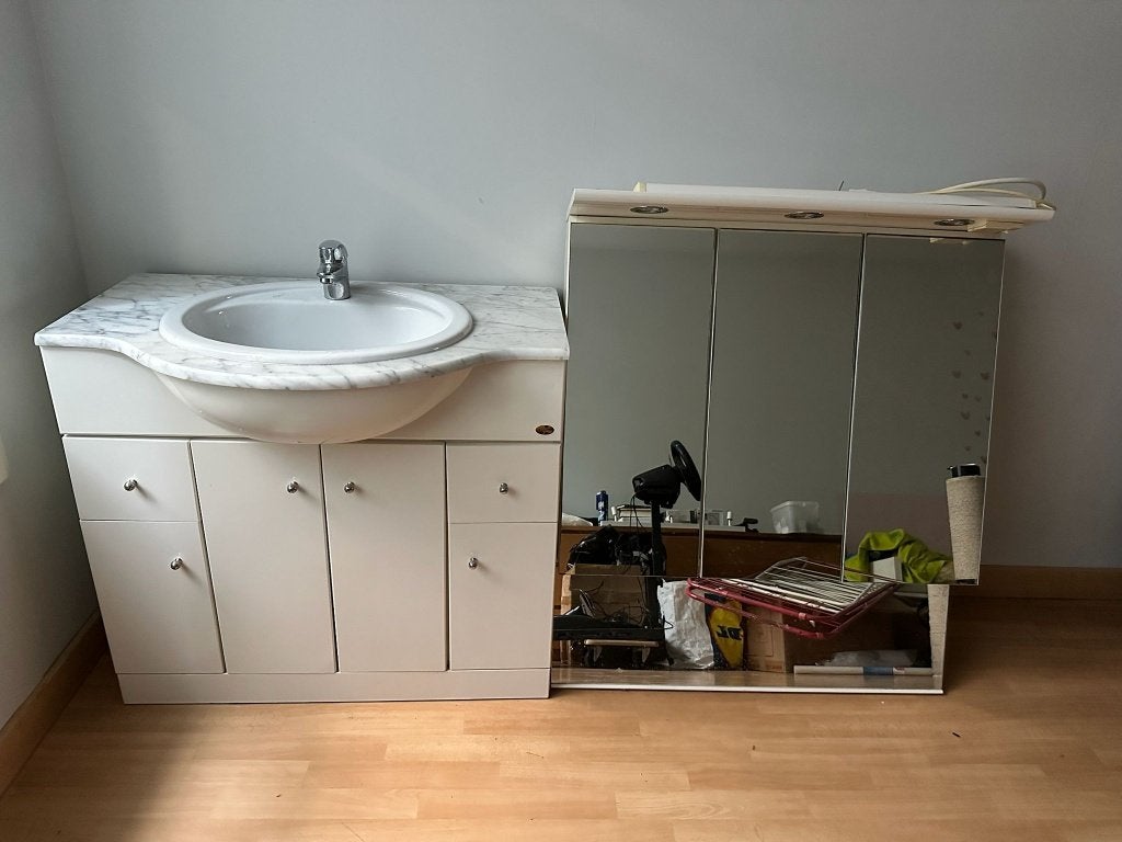 Ensemble Meuble SDB Lavabo (GROHE) & Mirroir, Ophalen, Spiegelkast, 50 tot 100 cm, Zo goed als nieuw