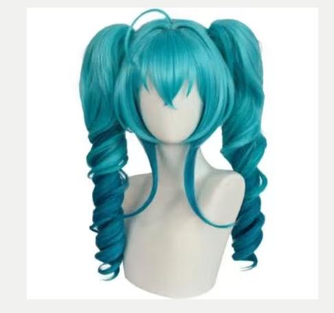 Blauwe gradient anime cosplay pruik dubbele paardenstaart, Handtassen en Accessoires, Uiterlijk | Haarverzorging, Ophalen of Verzenden