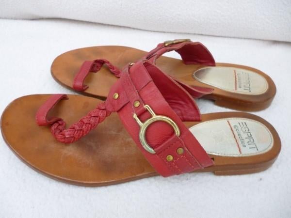 Lederen kleffers Esprit 37, Gedragen, Rood, Esprit, Ophalen