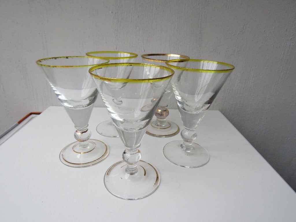 Set de 5 verres à apéritif Hollywood Regency, Antiquités & Art, Enlèvement ou Envoi