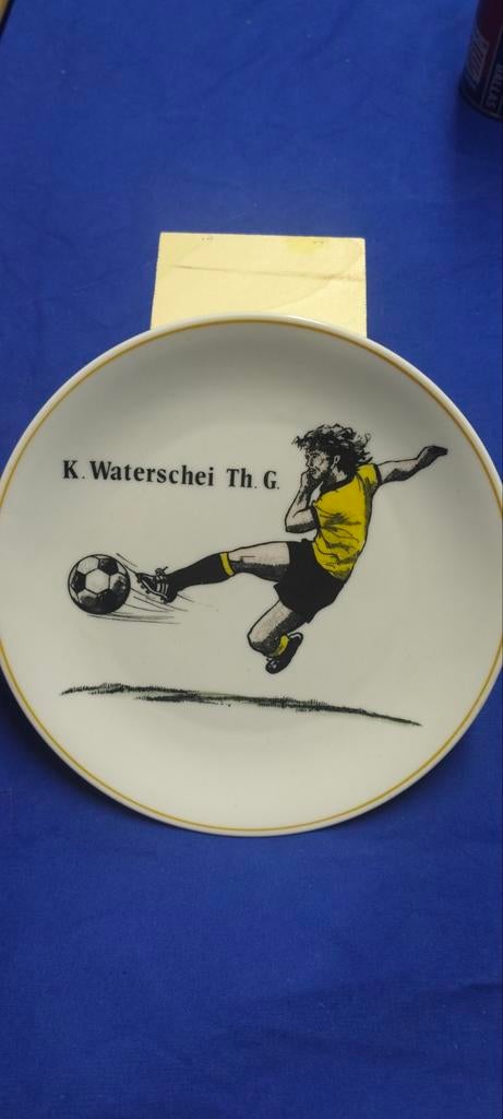 Porseleinen schotel en een badge (speld) van Thor Waterschei, Verzamelen, Ophalen