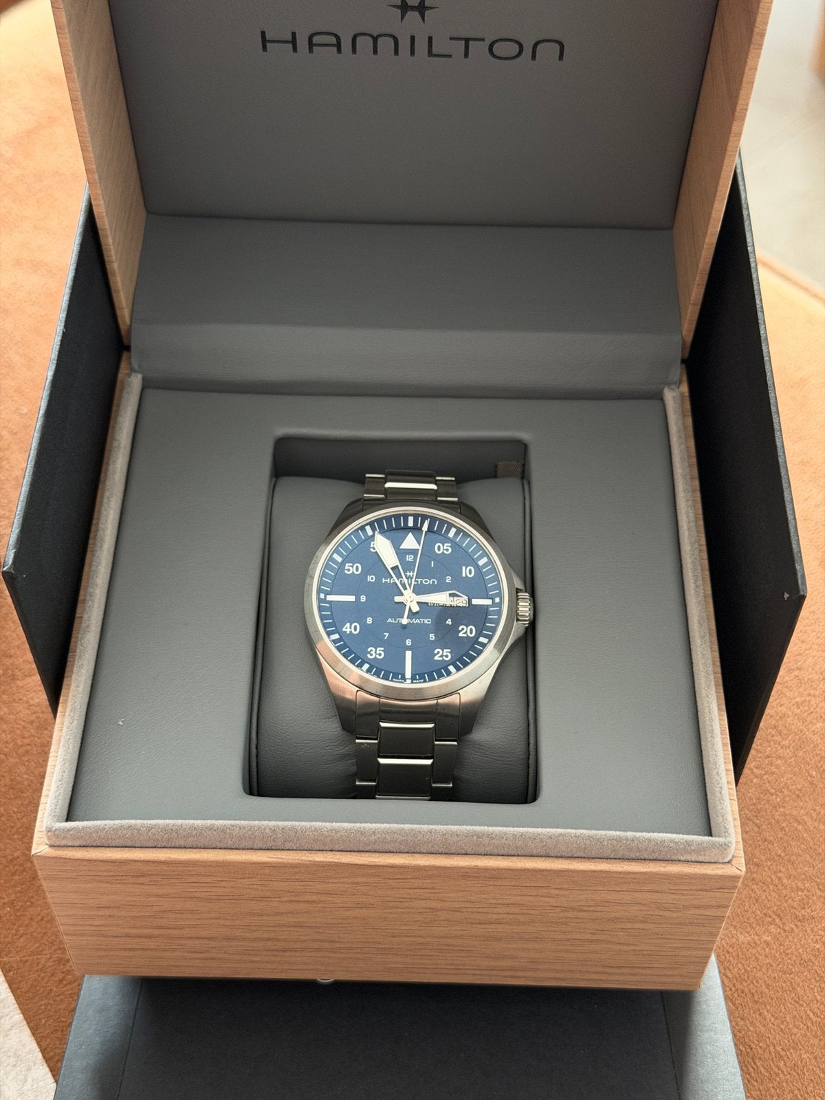 Hamilton Khaki Aviation Pilot Day Date Auto, Staal, Polshorloge, Zo goed als nieuw, Ophalen