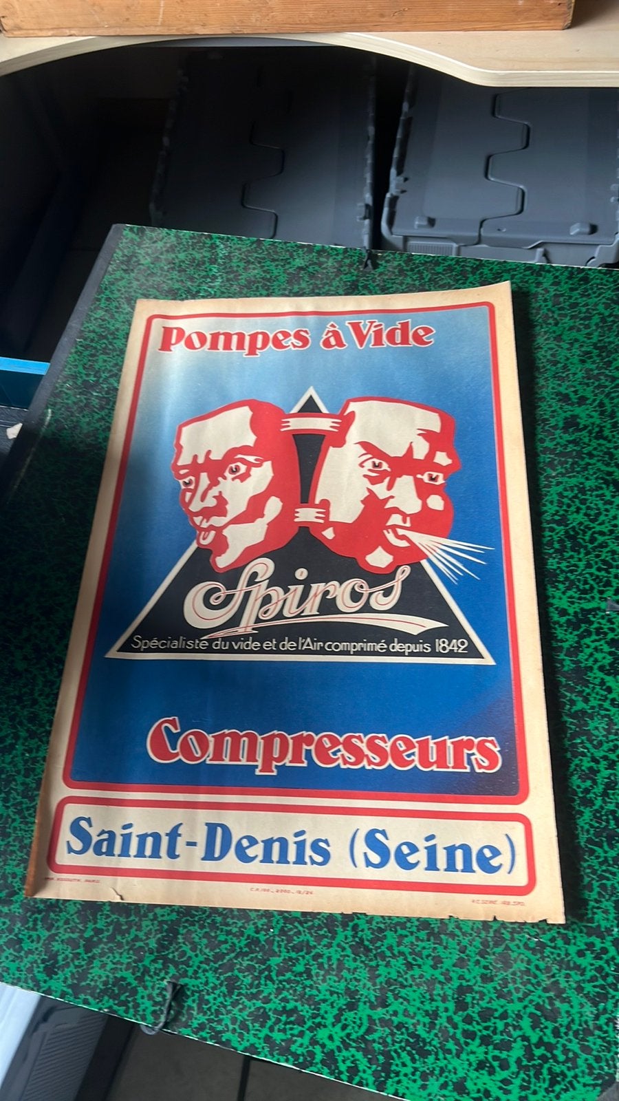 Oude affiche Spiros Pompen Compresseurs 1920, Ophalen of Verzenden, Zo goed als nieuw