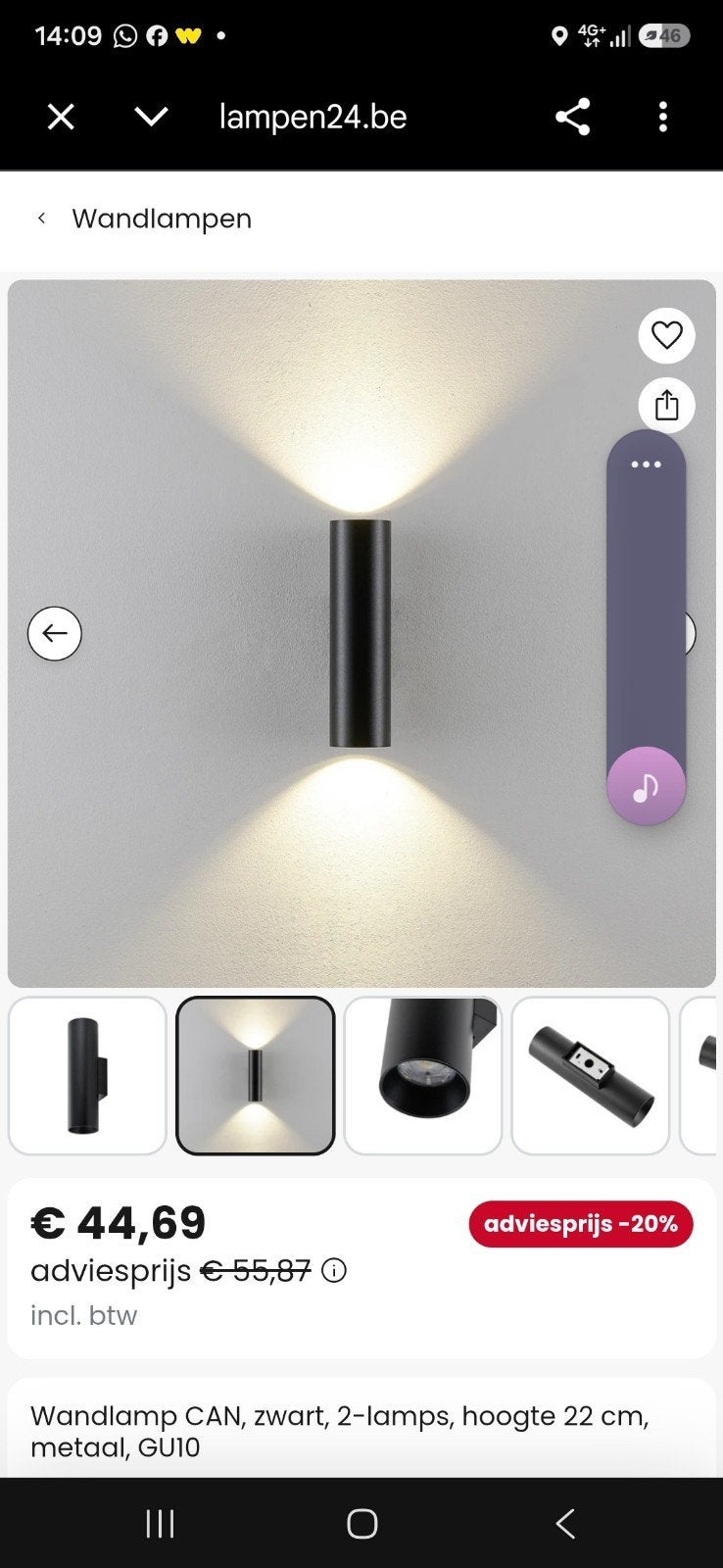 2 wandlampen, Ophalen