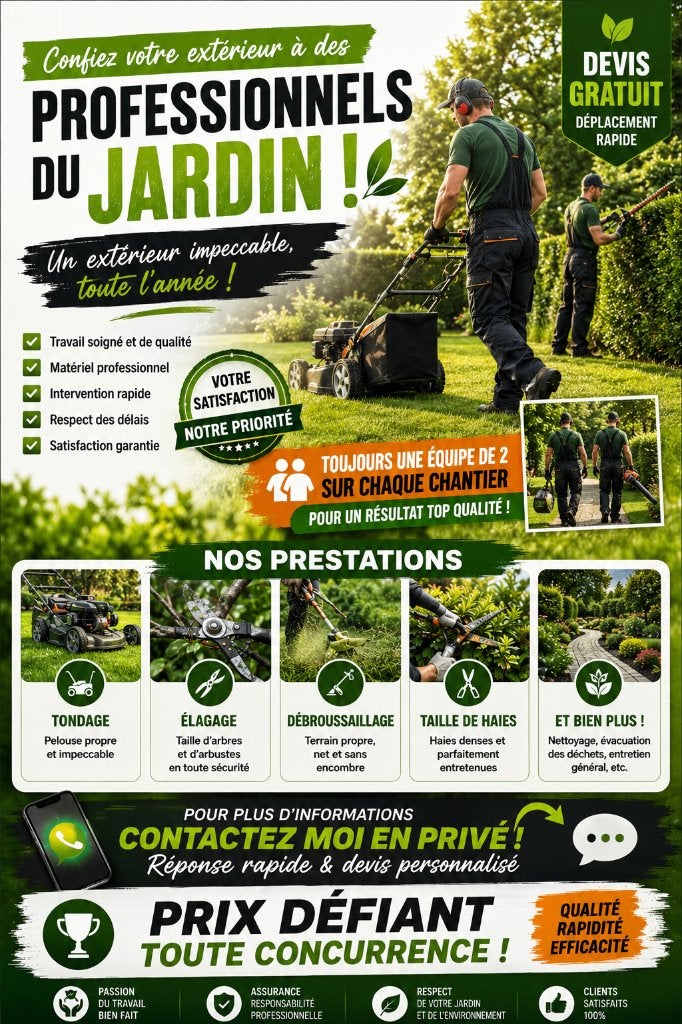 2 Professionnels pour Votre Jardin a prix réduits., Enlèvement ou Envoi, Neuf, 20 m² ou plus, Herbe