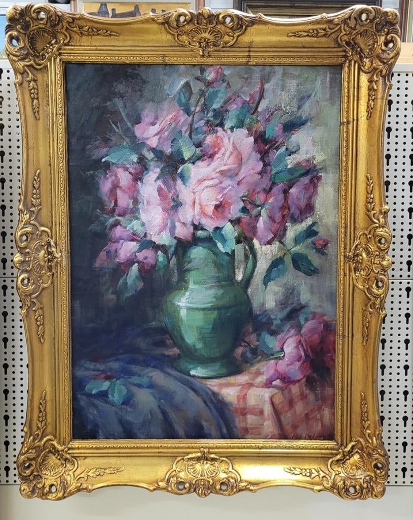 Pol DE LAMPER, roze rozen, Antiek en Kunst, Ophalen of Verzenden
