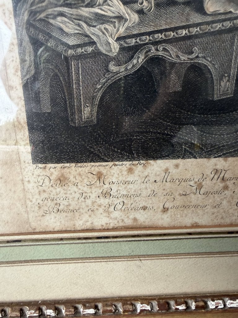 Grande gravure XVIIIe La Sultane – d’après Carle Van Loo, Encadré, Enlèvement ou Envoi, Gravure, Vie quotidienne