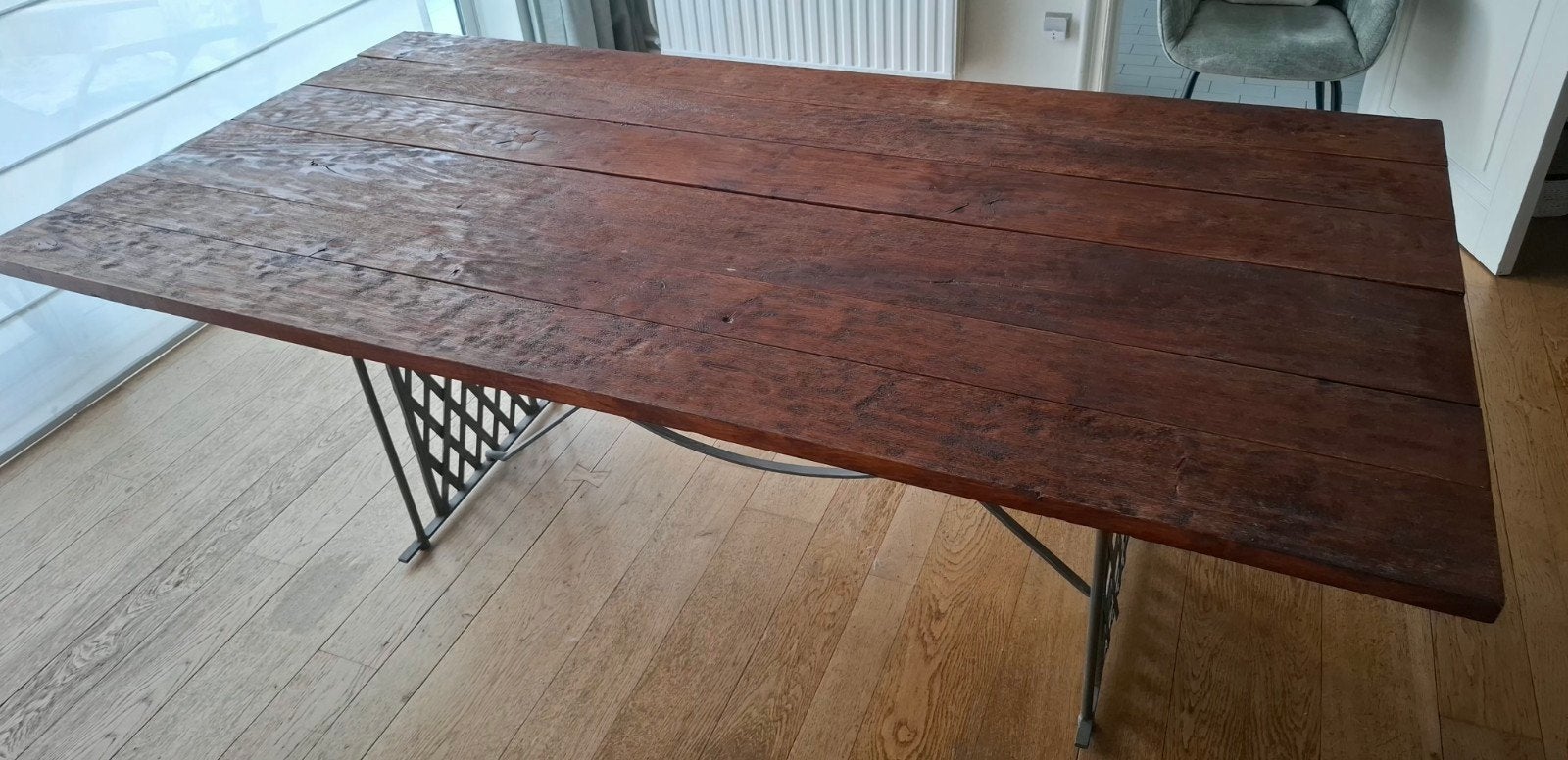 eiken tafel in perfecte staat 2m op 1m, 50 – 75, 150 à 200 cm, Comme neuf, Enlèvement