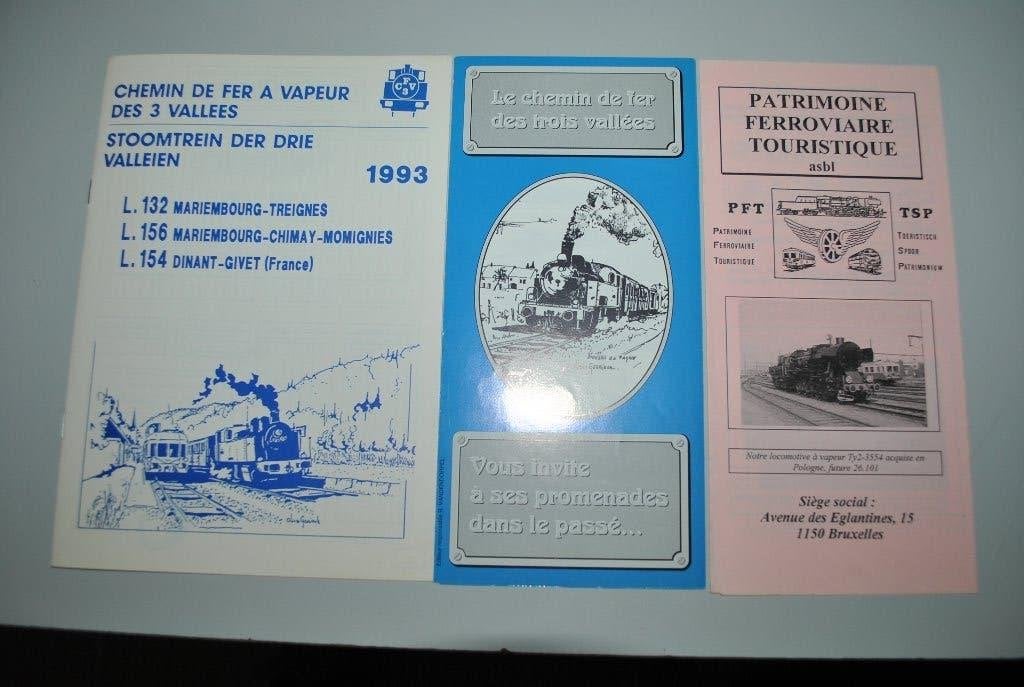 Belgique Flyer Chemin fer 3 Vallées 1993, Collections, Trains & Trams, Enlèvement ou Envoi, Comme neuf