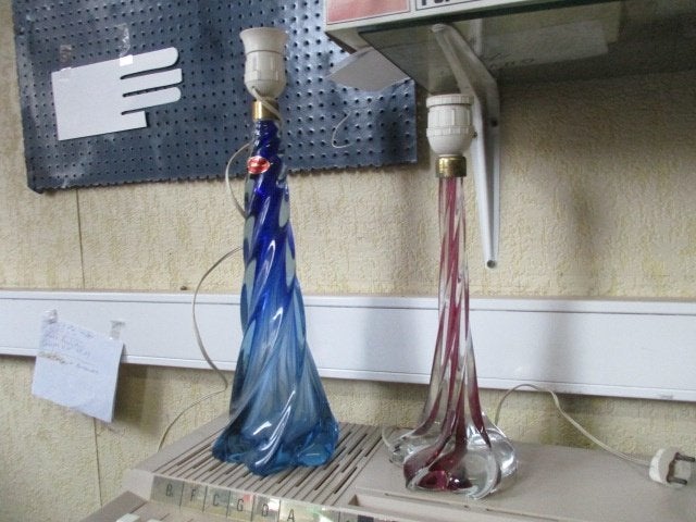 ancien pied de lampe bleu  "murano", Lampe d'ambiance, Vintage, Comme neuf, Verre