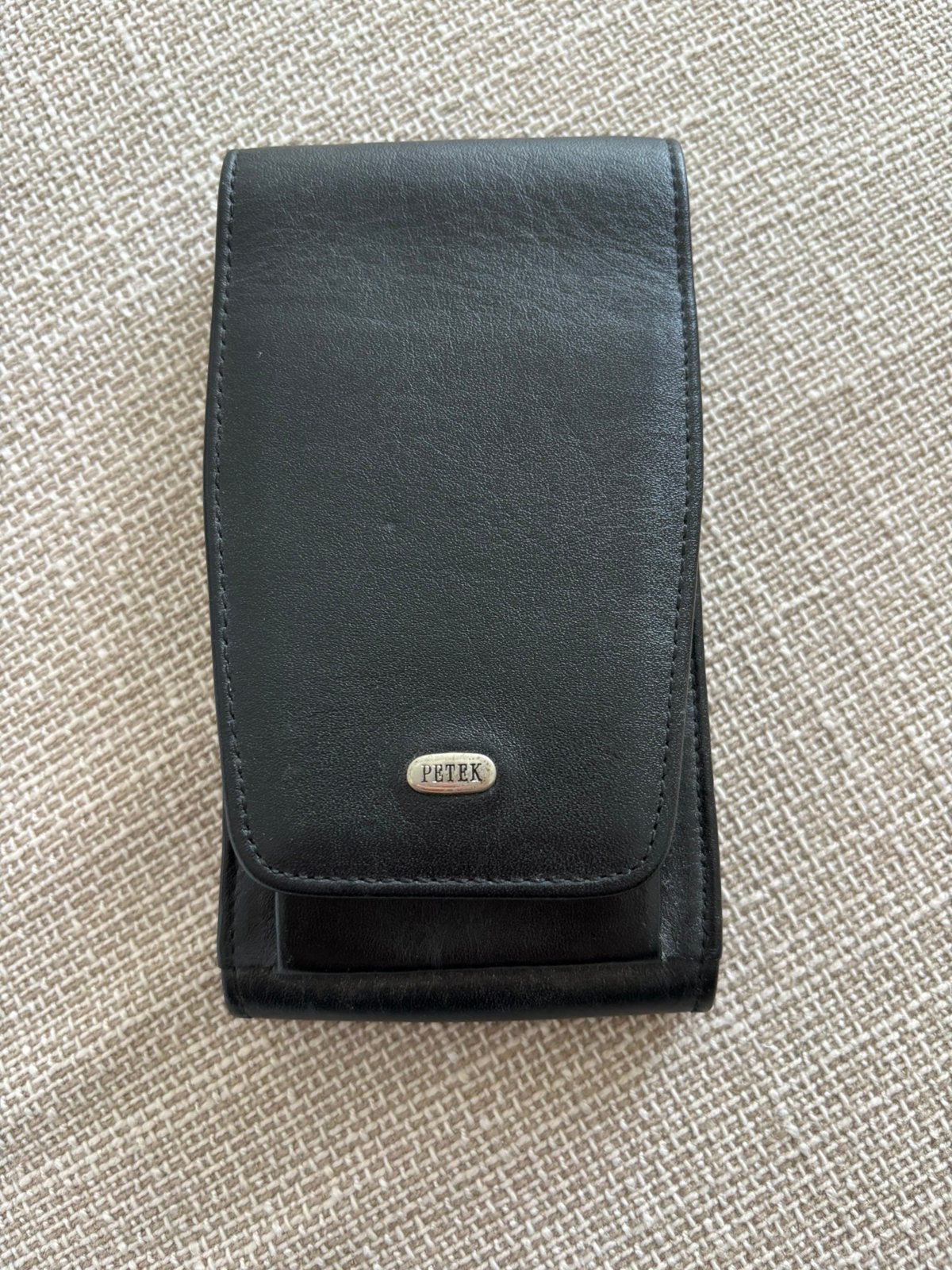 PETEK zwarte leren holster/riemhouder, Handtassen en Accessoires, Portemonnees, Ophalen of Verzenden, Zo goed als nieuw, Zwart