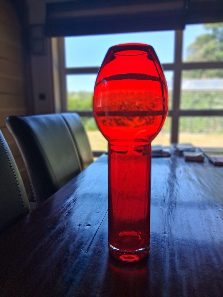 XL Vintage Space Age Vloervaas Rood – Jaren '70 – 46cm, Antiquités & Art, Art | Objets design, Vase, Verre, Massif, Rouge