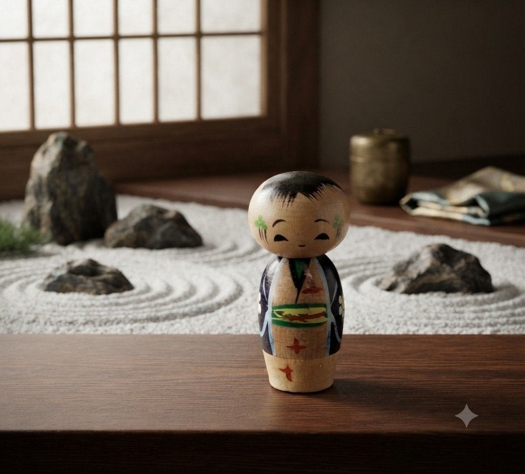 Jolie miniature Mame-Kokeshi, Fait main, 3 cm, Japon, Bois