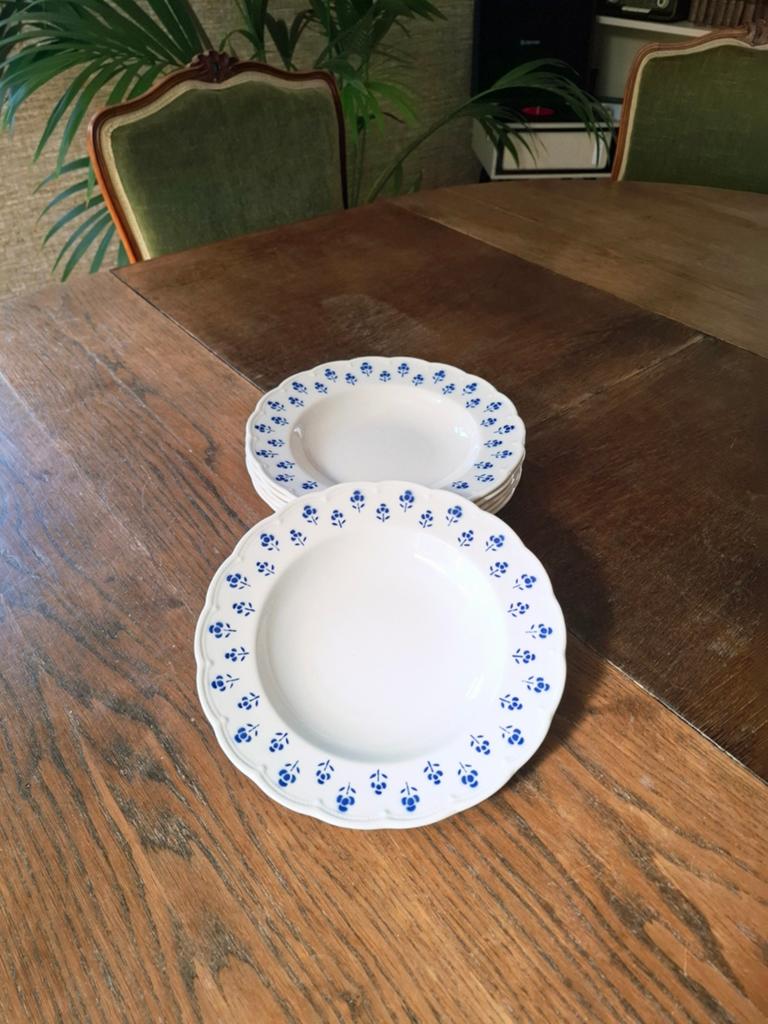 Vintage soepborden Boch blauw bloemmotief - set van 6, Antiek en Kunst, Ophalen of Verzenden