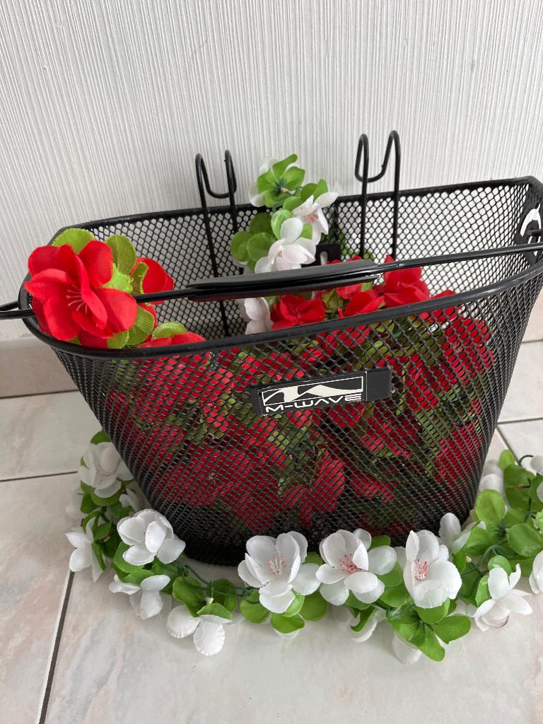 IJzeren fietsmand Met Bloemen, Ophalen, Gebruikt, Fietsmand, Stuurbevestiging
