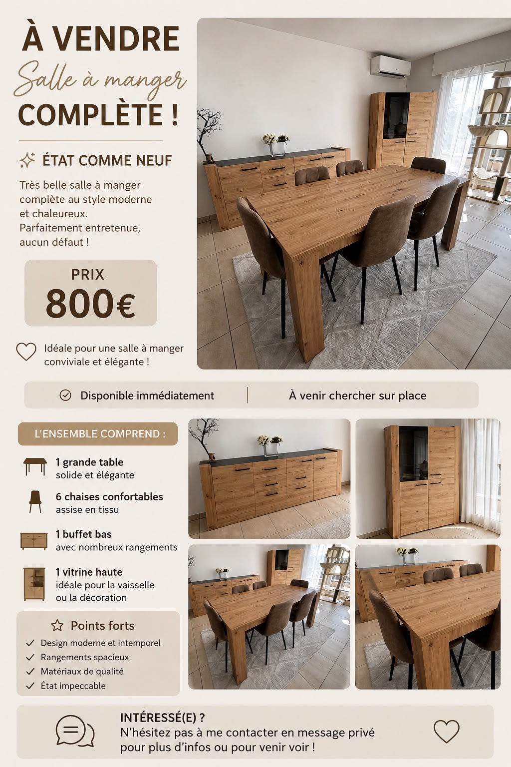 Salle à manger complet état impeccable !!!, Maison & Meubles, Enlèvement