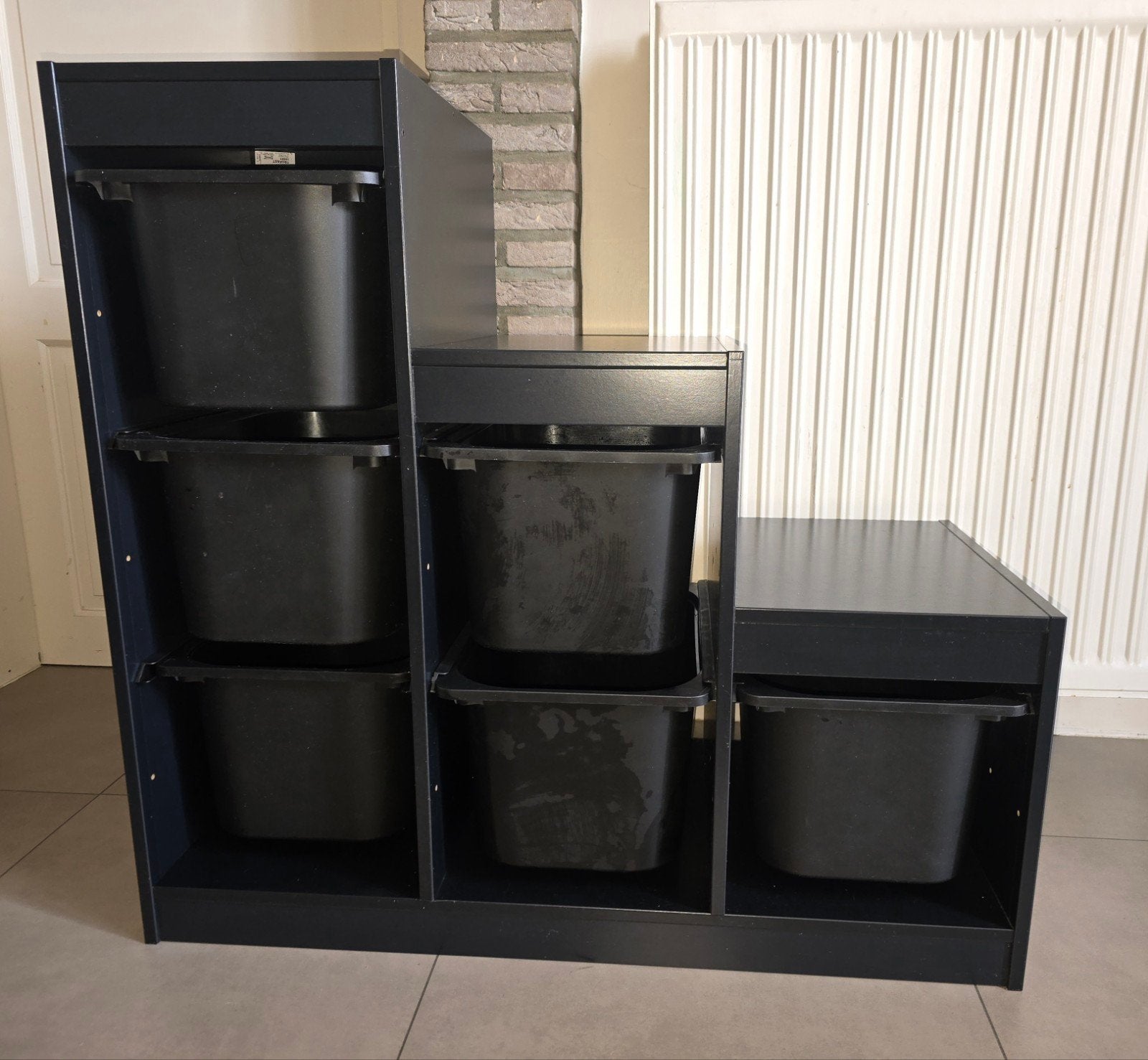 zwarte ikea trofast opbergcombinatie met bakken, Ophalen, Zo goed als nieuw