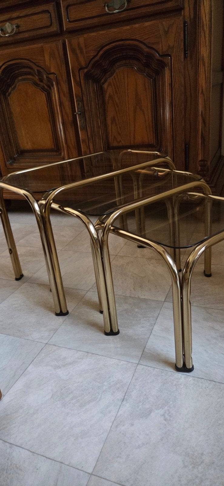 Set van 3 nesttafels / bijzettafels, Ophalen, Zo goed als nieuw, Vintage