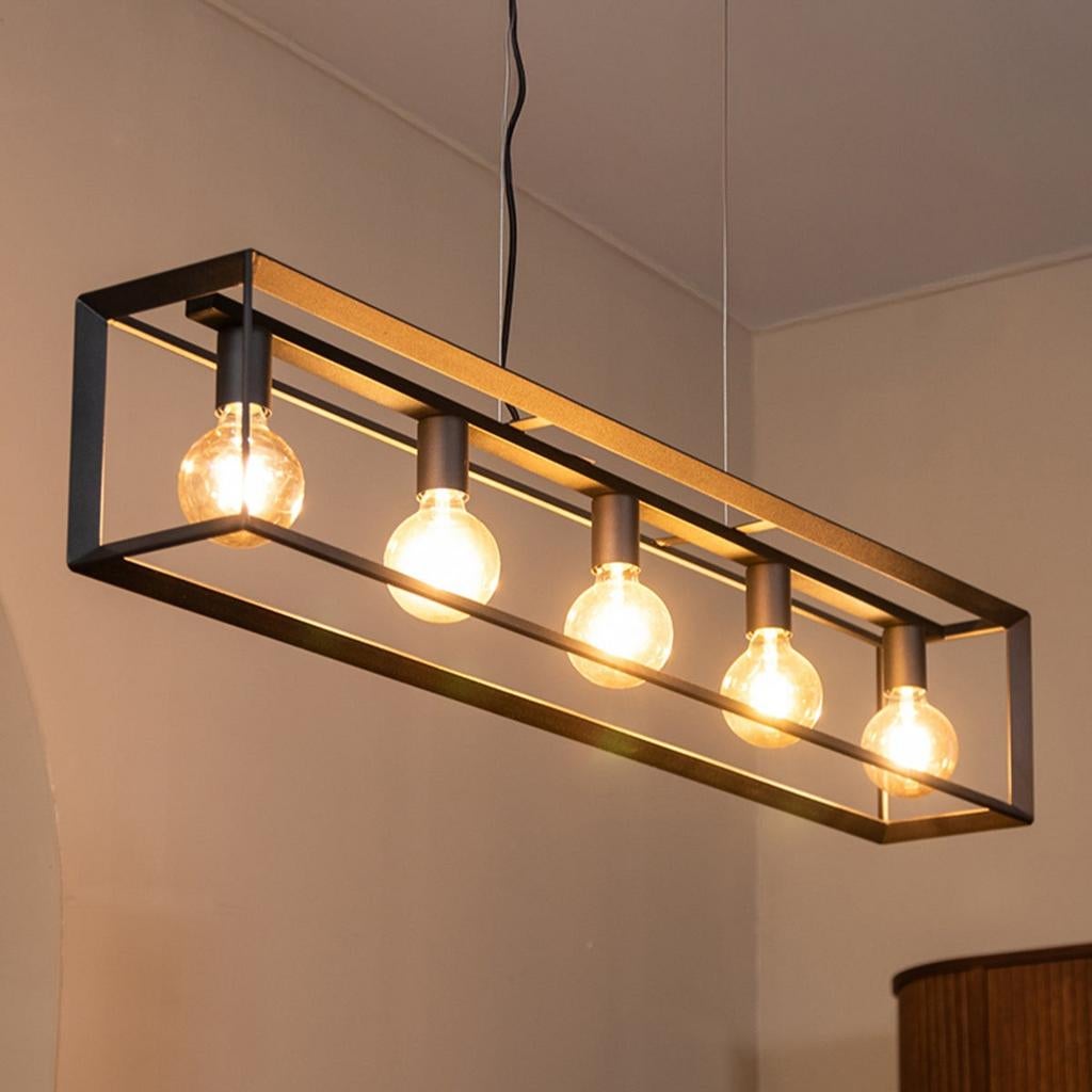 Eglo zwarte hanglamp verstelbare hoogte 5 lampen, Maison & Meubles, Lampes | Suspensions, Enlèvement