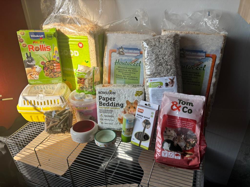 Hamsterkooi + benodigdheden, Dieren en Toebehoren, Kooi, Gebruikt, Hamster, 75 tot 110 cm