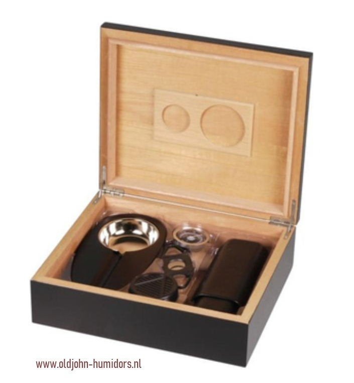MERK HUMIDOR STARTSET KADOSET XWART ASBAK KOKER KNIPPER  h77, Verzamelen, Verzenden, Nieuw, Tabaksdoos of Verpakking