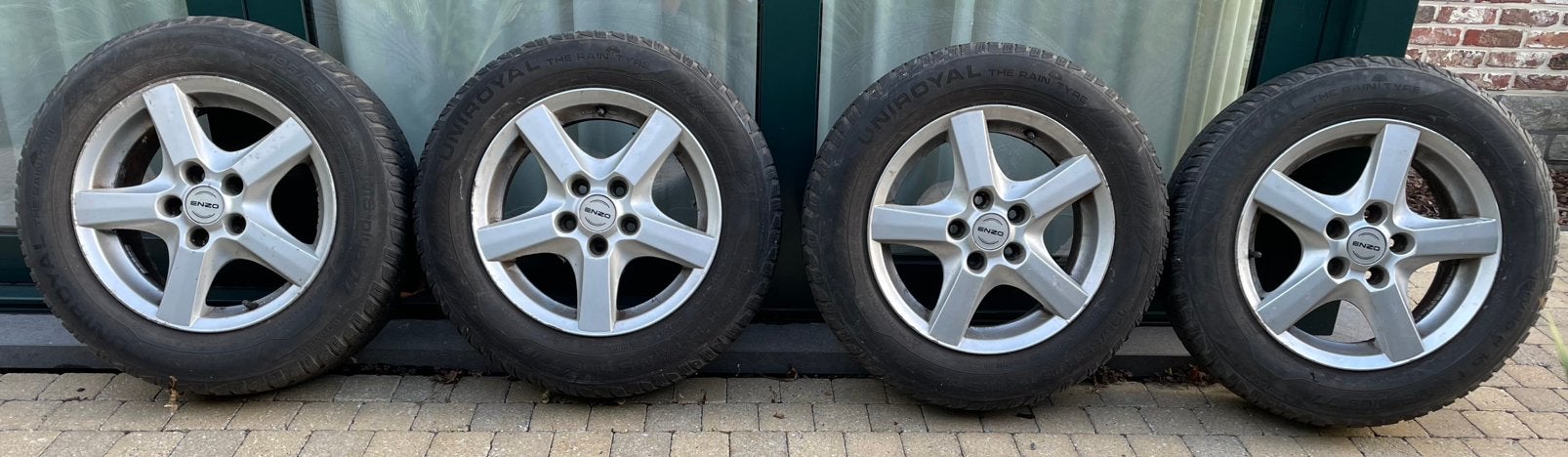 4 Winterbanden, alu velgen, weinig gebruikt, Auto-onderdelen, Ophalen, Gebruikt, 15 inch, Velg(en)
