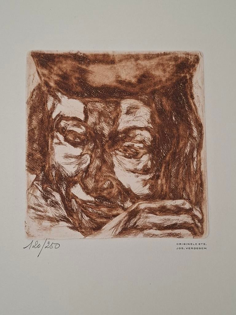 Jos Verdegem - Clown 120/250, Antiek en Kunst, Kunst | Etsen en Gravures, Ophalen of Verzenden, 32 cm, 45 cm, 1950 - 1999