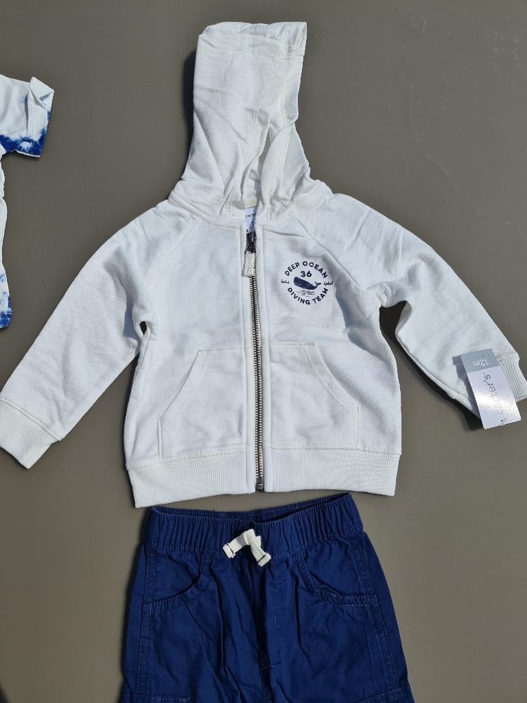 witte hoody met rits, Deep ocean, CA, 86 NIEUW, Enfants & Bébés, Vêtements de bébé | Taille 86, Enlèvement, Comme neuf