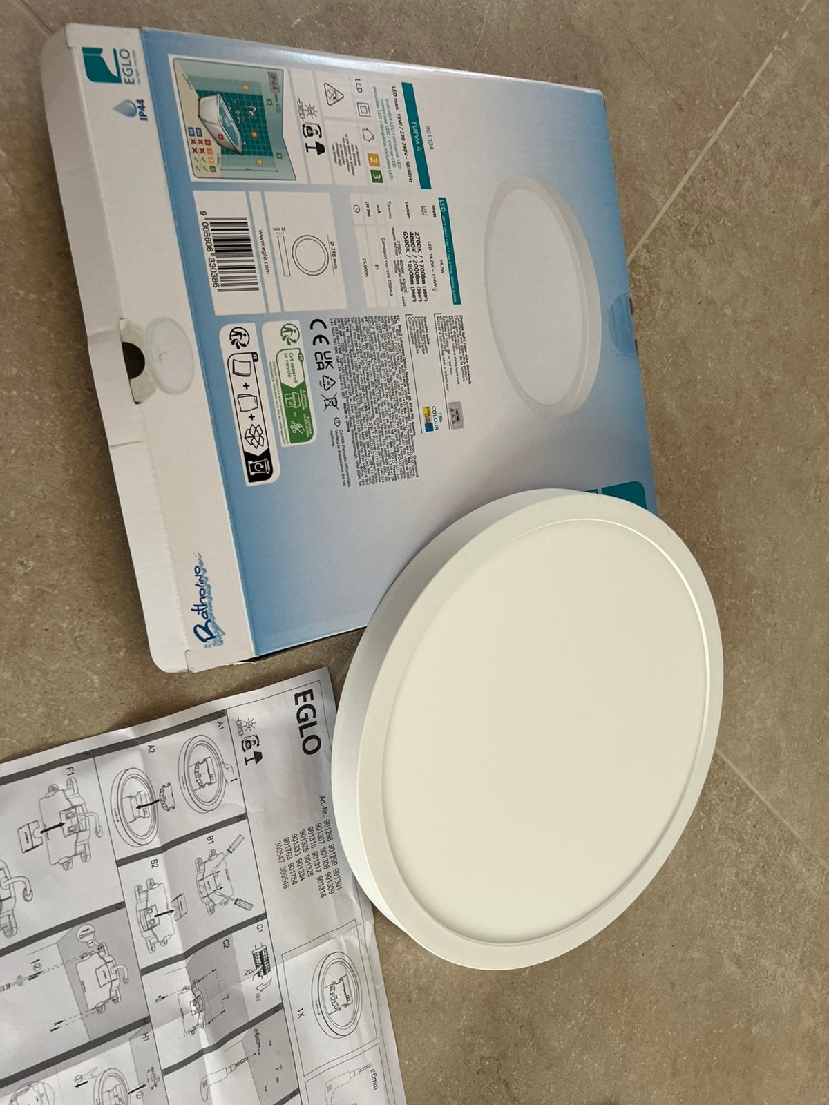 Plafonnier LED extra-plat EGLO Fueva 5 (IP44) salle de bain, Neuf, LED, Enlèvement, Blanc