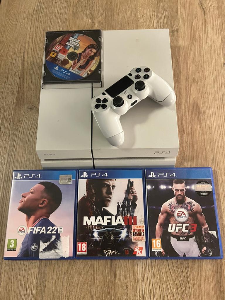 ✅ PS4 Blanche + 1 Manette + 4 Jeux - Très bon état ✅, Consoles de jeu & Jeux vidéo, Enlèvement ou Envoi, Comme neuf