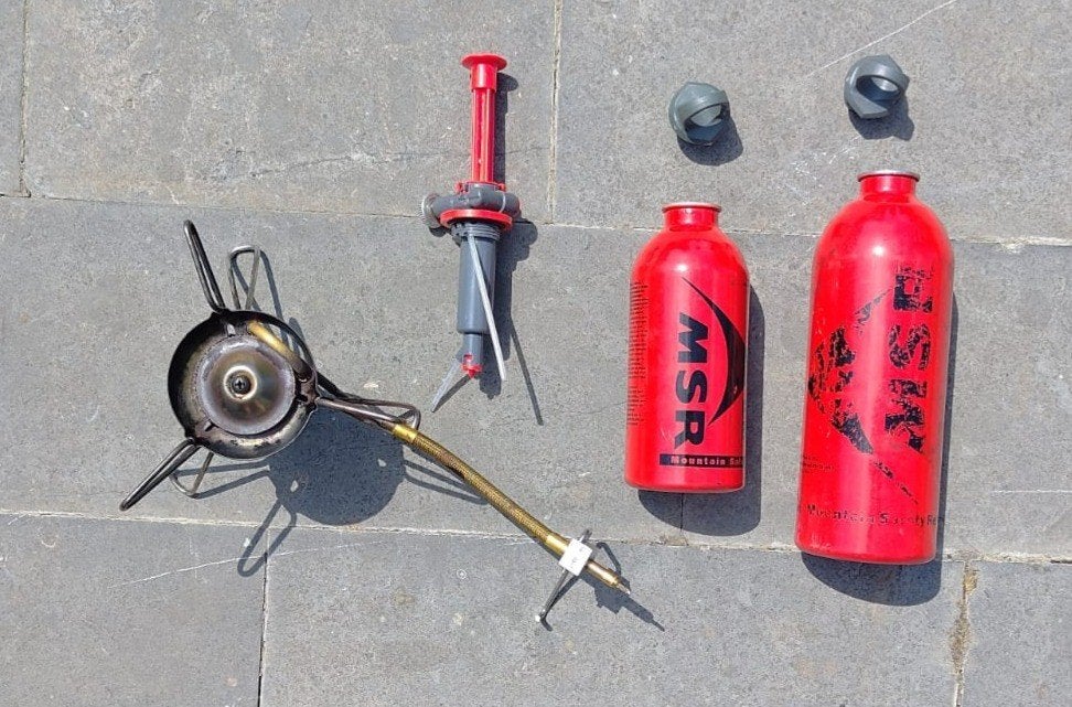MSR WhisperLite Internationale Combo + 2 Brandstofflessen, Caravans en Kamperen, Ophalen, Gebruikt
