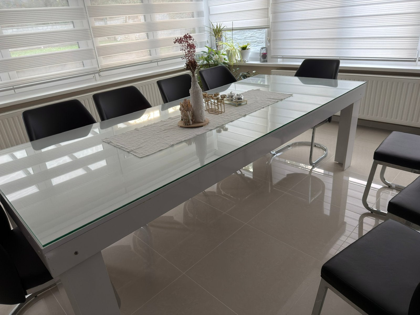 Grote eettafel 2m60, Huis en Inrichting, Ophalen, Gebruikt, Vierkant, 200 cm of meer