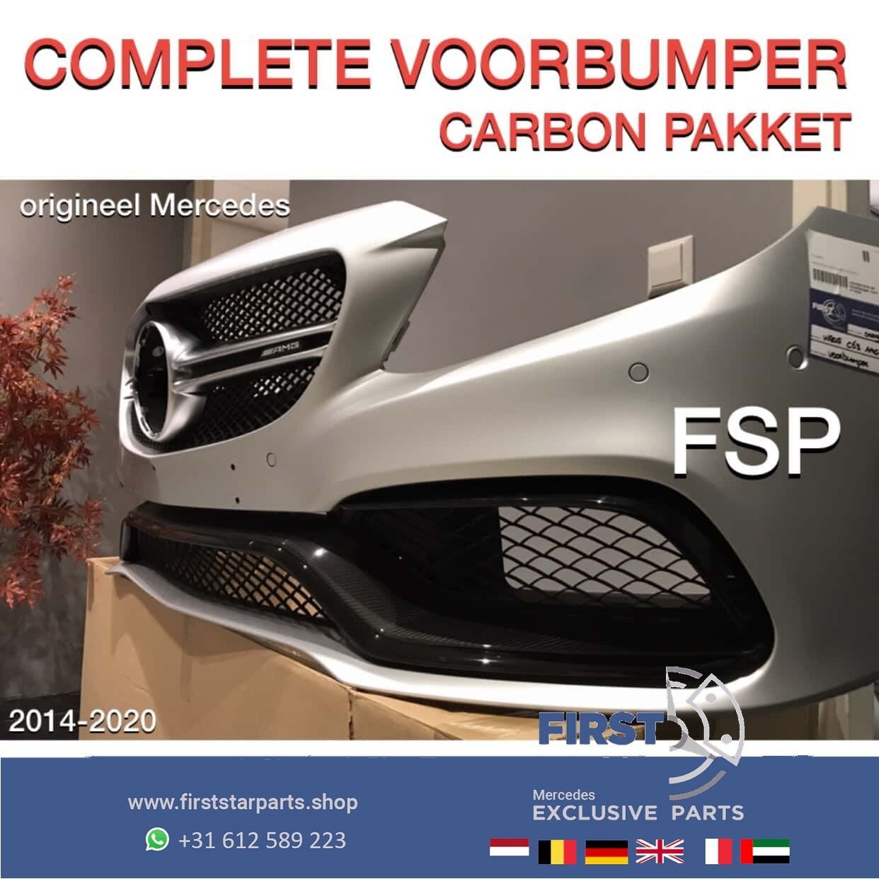 W205 C63 S AMG VOORBUMPER CARBON PAKKET Mercedes C Klasse 20, Auto-onderdelen, Gebruikt, -, Voor, Ophalen of Verzenden