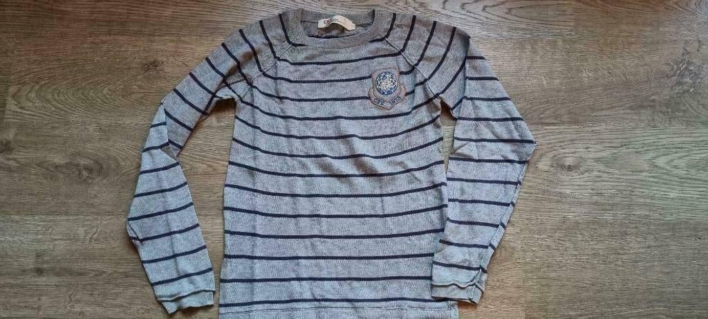 grijze trui met blauwe strepen van CKS maat 140 - 146 - 152, Garçon, Enlèvement ou Envoi, Pull ou Veste, Cks