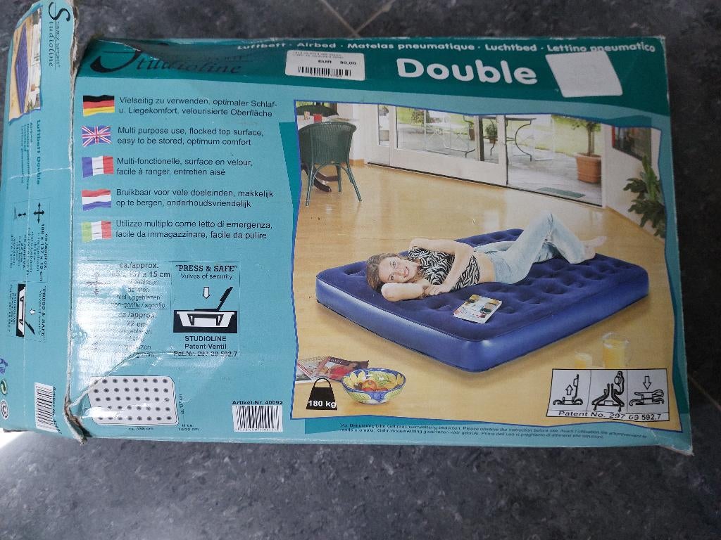Dubbele opblaasmatras, Caravans en Kamperen, Ophalen, Gebruikt, 2-persoons