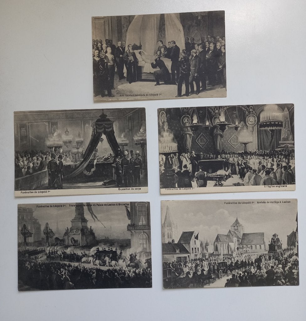 5 Anciennes Cartes Postales / funérailles de Léopold 1er, Enlèvement