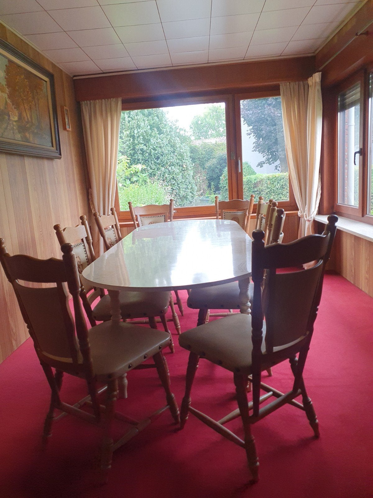 Ovalen tafel met zelfgemaakt blad met 8 stoelen, Enlèvement, 50 à 100 cm, Ovale, 200 cm ou plus