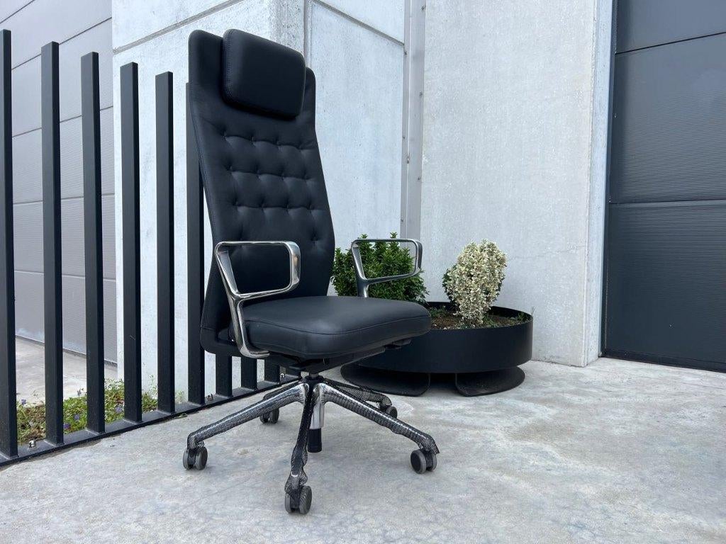VITRA ID TRIM LEDER L BUREAUSTOEL, ONGEBRUIKT, Huis en Inrichting, Verzenden, Zwart, Nieuw, Bureaustoel