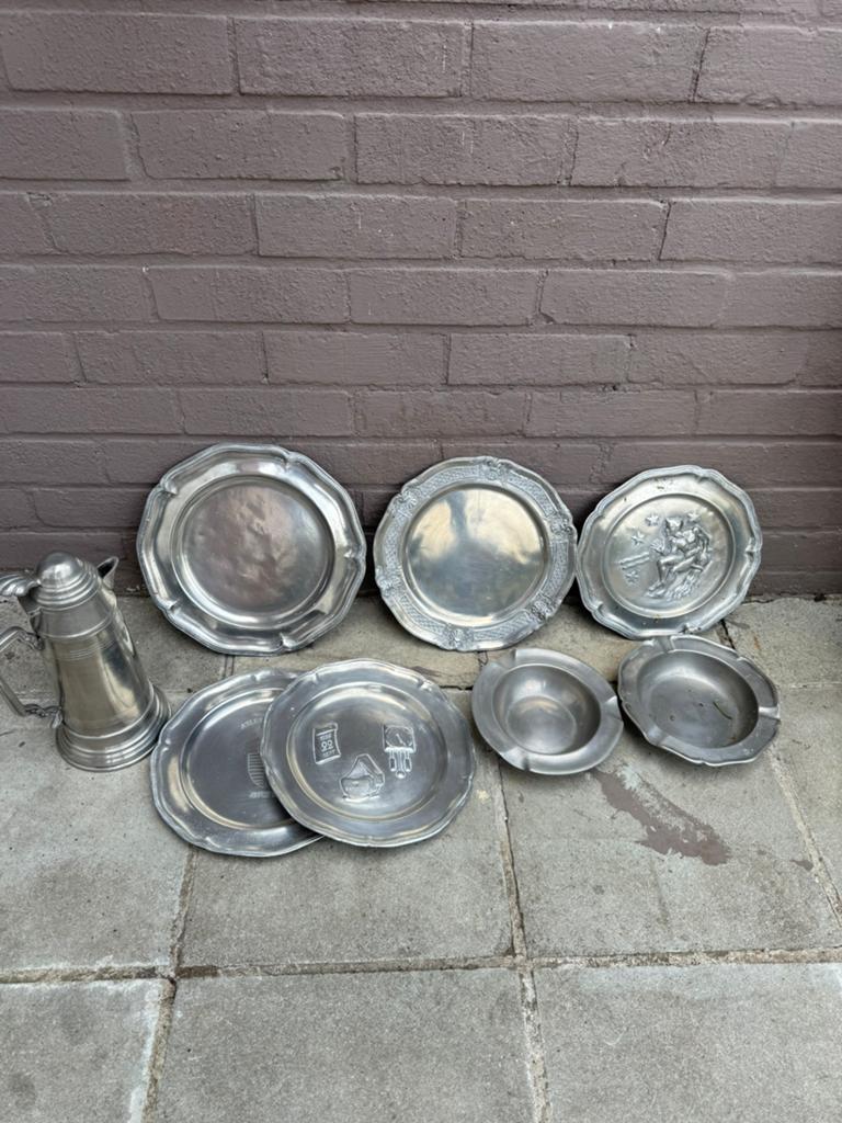 Vintage tinnen schalen, asbakken & bierkruik –, Ophalen