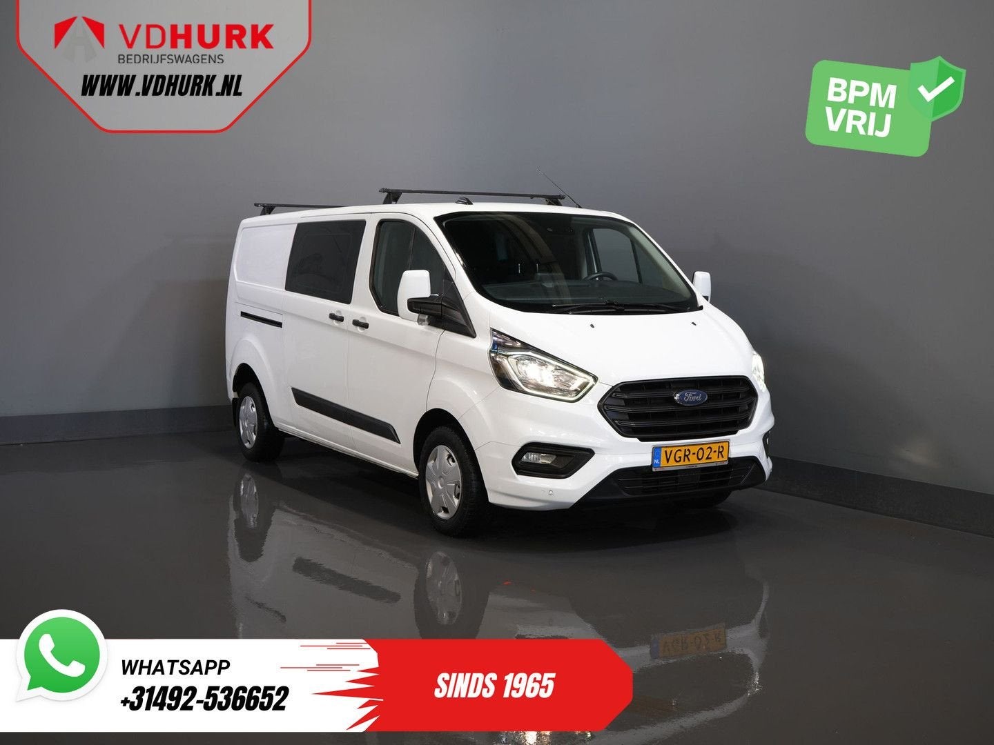 Ford Transit Custom 2.0 TDCI L2 Trend DC Dubbel Cabine Stoel, Wit, 202 g/km, Bedrijf, Ford