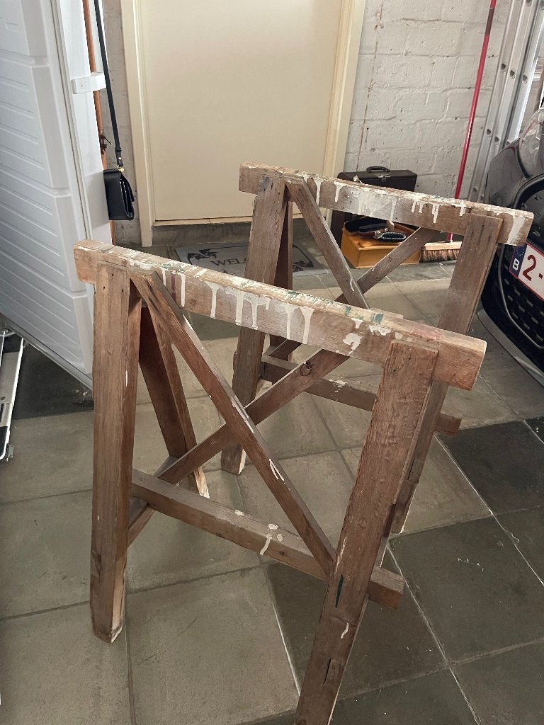 2 tréteaux en bois., Enlèvement, Utilisé, Autres types, Moins de 2 mètres