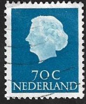 1 Postzegel Nederland 1957 Koningin Juliana 'En profil', Postzegels en Munten, Ophalen of Verzenden, Na 1940, Gestempeld