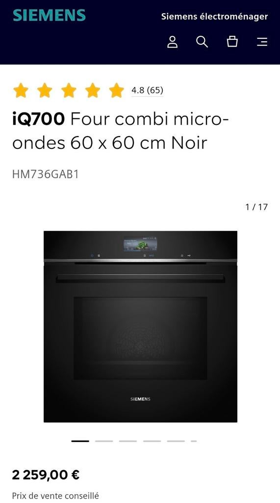 Combiné four et micro-ondes SIEMENS 60cm NEUF, Electroménager, Neuf, Four avec gril, Encastré, Enlèvement