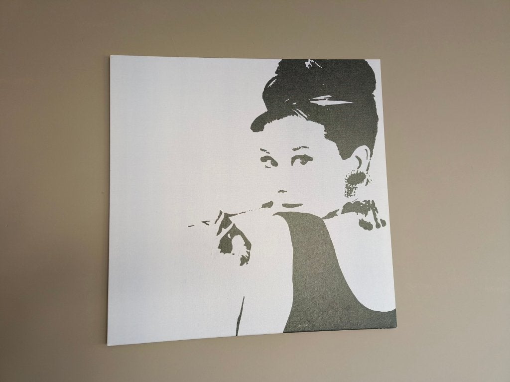 Stylish Canvas Audrey Hepburn – Strak Zwart-Wit, Antiek en Kunst, Ophalen, Film