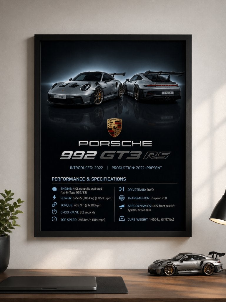 Porsche 992 GT3 RS-poster, Ophalen of Verzenden, Nieuw, Auto's
