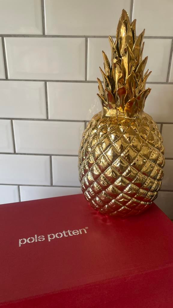 Pols Potten gouden ananas porselein design decoratie - NIEUW, Enlèvement, Neuf