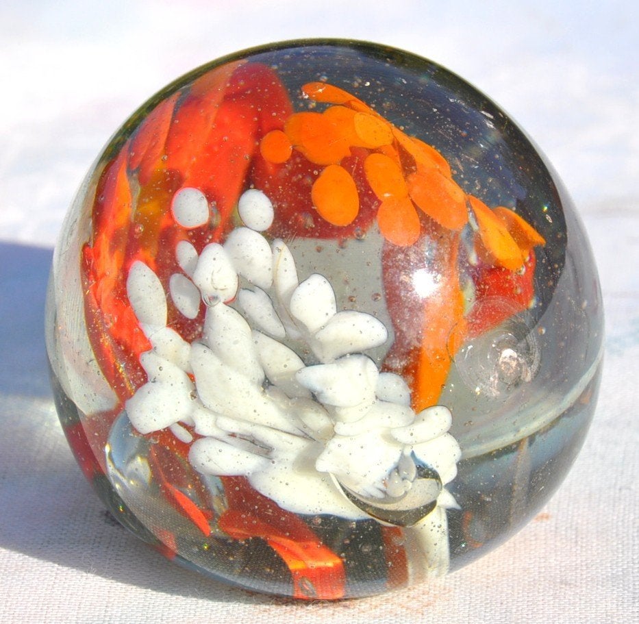 sulfure fleur orange rouge et blanche, Antiquités & Art, Enlèvement ou Envoi