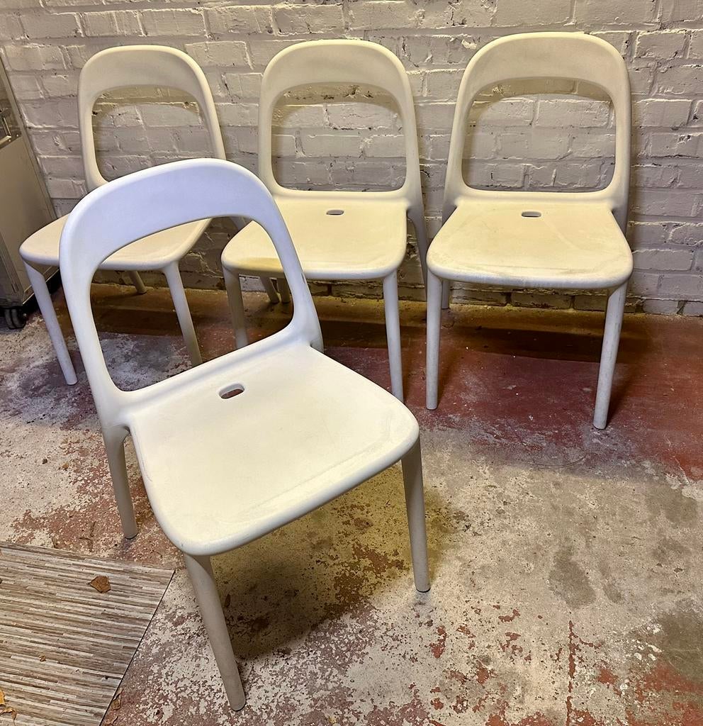 IKEA Urban 4x chaises de jardin blanches, Jardin & Terrasse, Chaises de jardin, Utilisé, Synthétique, Empilable, Enlèvement